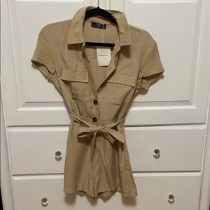 button up collared romper